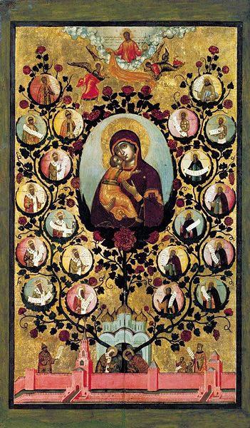 Praise to Icons of Virgin Mary of Vladimir., Simon Ushakov